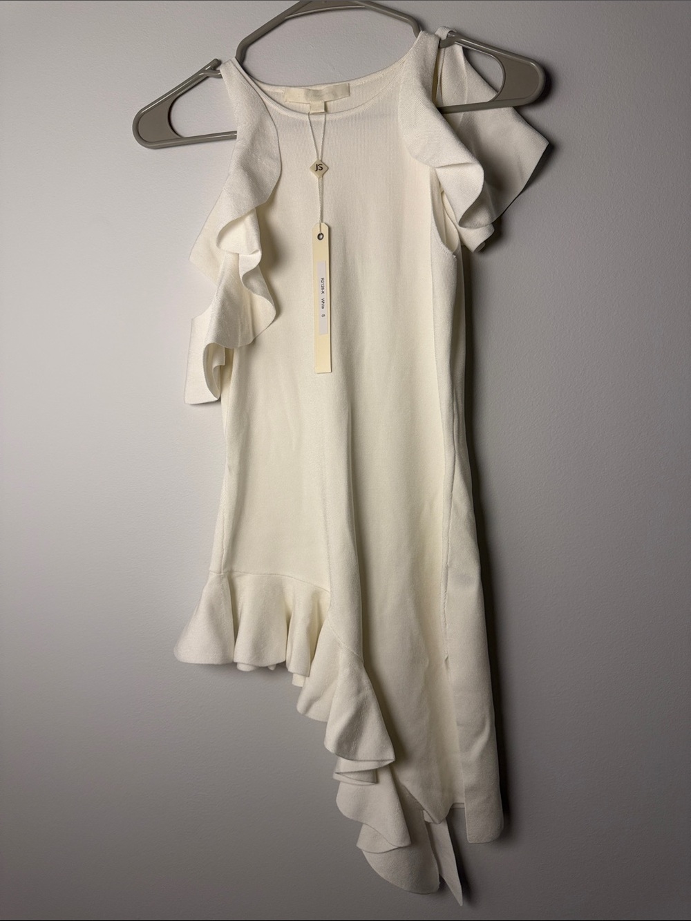NWT Jonathan Simkhai Cold Shoulder Assymetrical Top in White / S